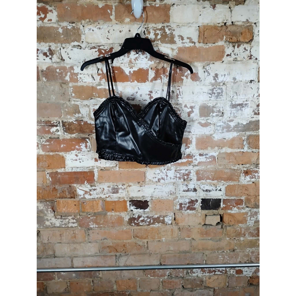 NWT day + moon Patent Leather Cropped Top Women's M
